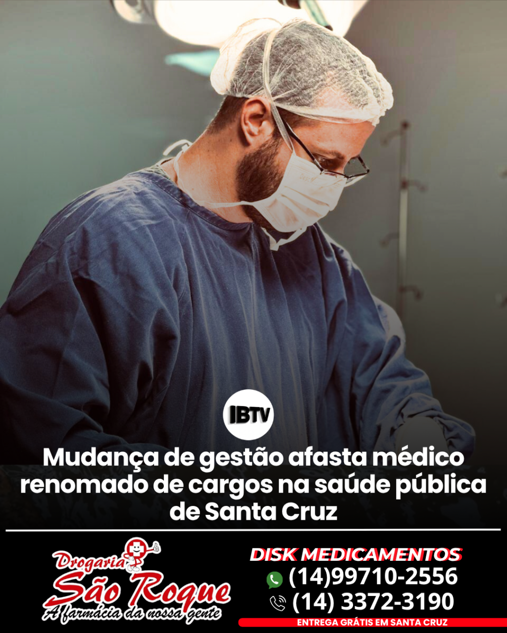 Post de notícia jornalístico preto e vermelho