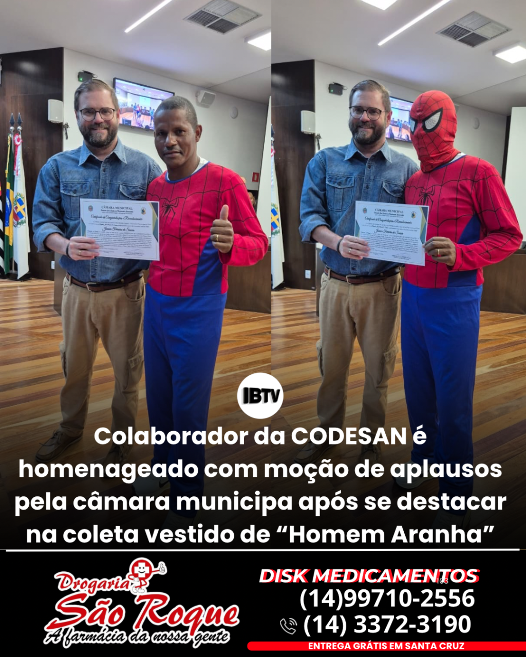 Post de notícia jornalístico preto e vermelho