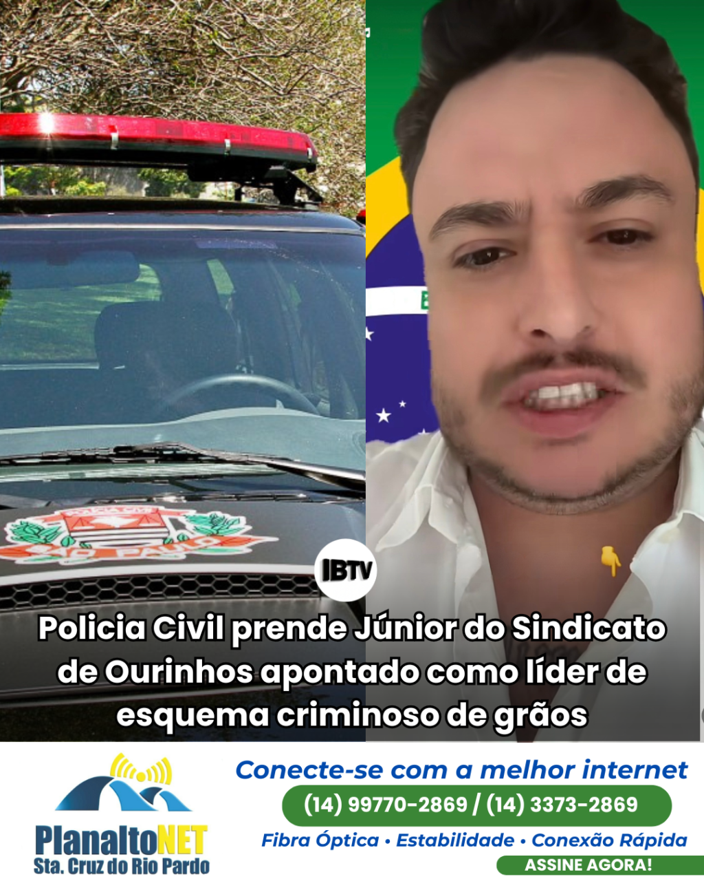 Post de notícia jornalístico preto e vermelho