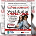 INSCRIÇÕES PARA O VESTIBULAR DA UNIVESP ENCERRAM EM 11 DE MARÇO